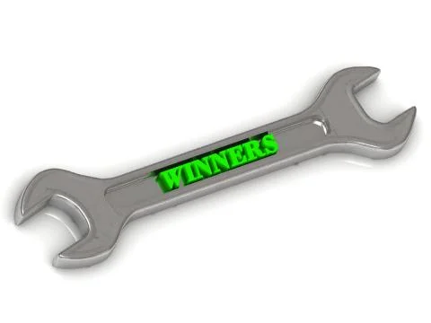 WINNERS bright volume letter on silver metal instrument on white background Stock Illustration