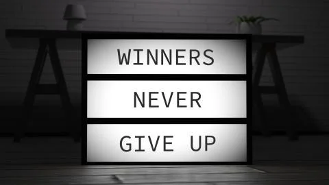 Winners Never Give Up Lightbox Ilustração Stock