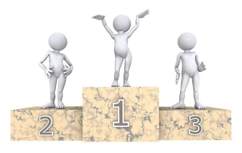 Winners podium with 3D figures Stock Illustration