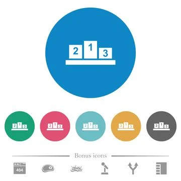 Winners podium with inside numbers flat round icons Stock Illustration