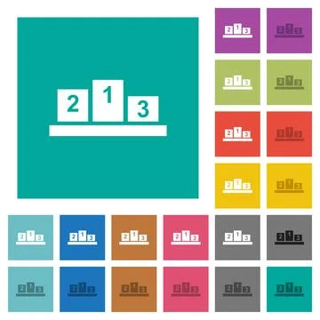 Winners podium with inside numbers square flat multi colored icons Stock Illustration