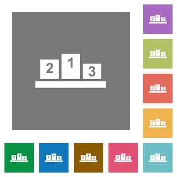 Winners podium with inside numbers square flat icons Stock Illustration