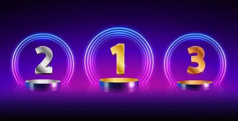 Winners Podium with Neon Frames Stock Illustration