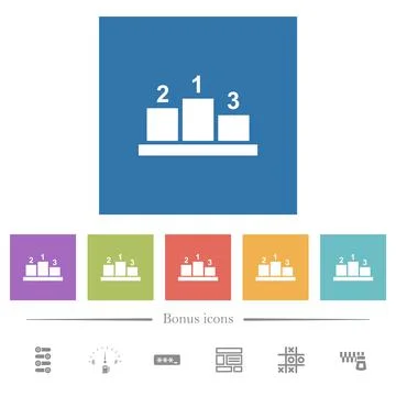 Winners podium with outside numbers flat white icons in square backgrounds Stockillustratie