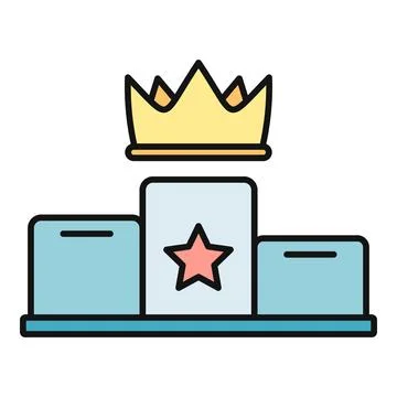 Winner's podium showing crown on first place Stock Illustration