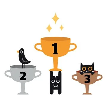 Winners prize for first, second and third places in competition with cute c.. Stock Illustration