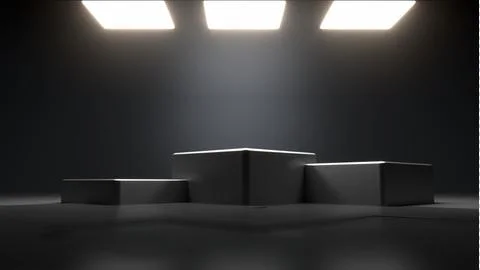 Winners top the first, second and third place of the Awards ceremony 3D Renderig 스톡 일러스트