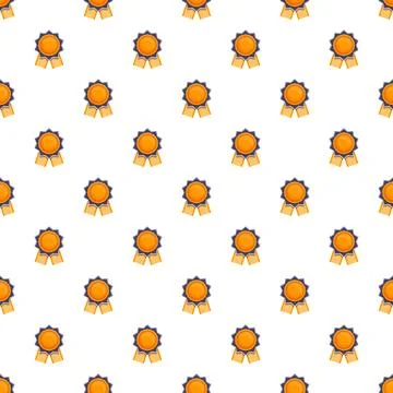 Winning achievement badge seamless pattern on white background Illustrazione stock