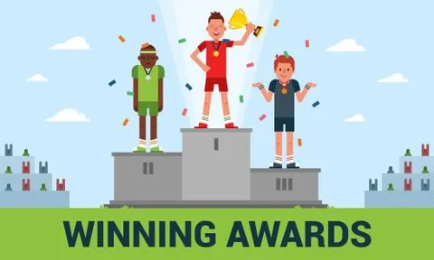 Winning awards vector illustration of a flat design Stock Illustration