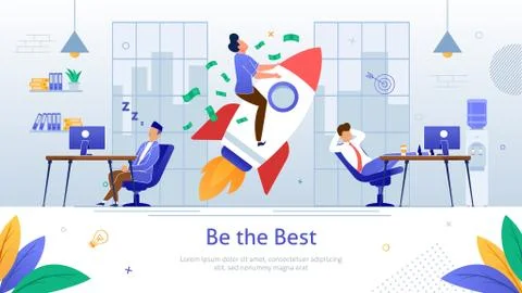 Winning Business Competition Flat Vector Poster Stock Illustration