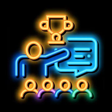 Winning cup value neon glow icon illustration Stock Illustration