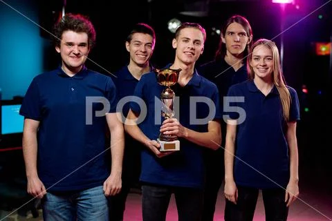 Winning in cybersports competition Stock Photos