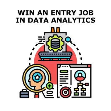 Winning entry job in data analytics career path Stock Illustration