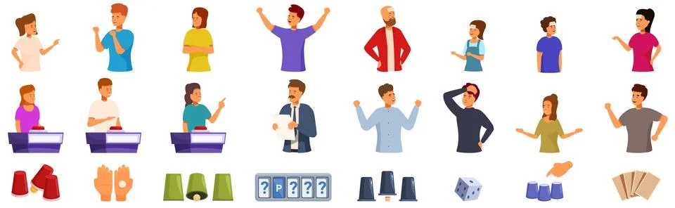 Winning guessing game vector. A group of people are playing a game with a timer Stock Illustration