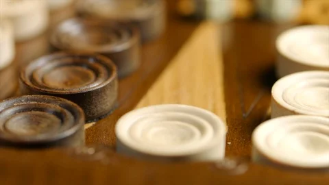 Winning layout of devils bones on the backgammon board Video stock 94072230