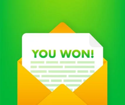 Winning notification email receiving mail message concept Stock Illustration