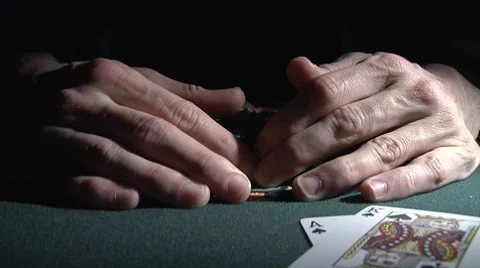 Winning Poker Hand Scoops Chips Stock Footage