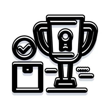 Winning prize box with checkmark approval Stock Illustration