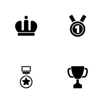Winning - a set of black four solid icons isolated on a white background 스톡 일러스트