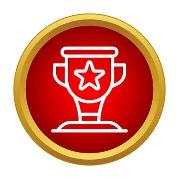 Winning trophy cup with star symbol in red circle Stock Illustration
