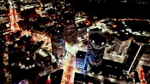 Winnipeg, Canada - 10/28/2024: Drone orbiting busy intersection among Stock Footage 289901031
