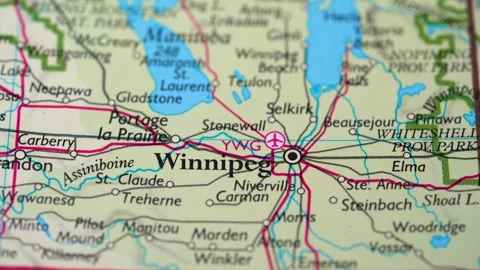 Winnipeg, Canada highlighted on a world map 4K Stock Footage 300663091