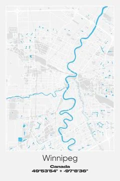 Winnipeg, Canada - vector map of city in Gray, white, blue colors Stock-Illustration