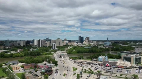 Winnipeg downtown time lapse  from the sky aerial view Stock Footage 338224889