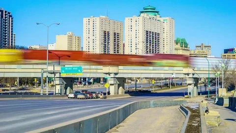Winnipeg Traffic Train Time Lapse 4K 1080p Stock Footage 72933373