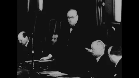 Winston Churchill delivers speech - 1934-1940 Stock Footage