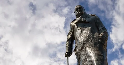 Winston Churchill Statue in Parliament Square Timelapse in London,UK Stock Footage