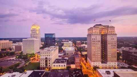 Winston-Salem, North Carolina skyline time lapse. Stock Footage