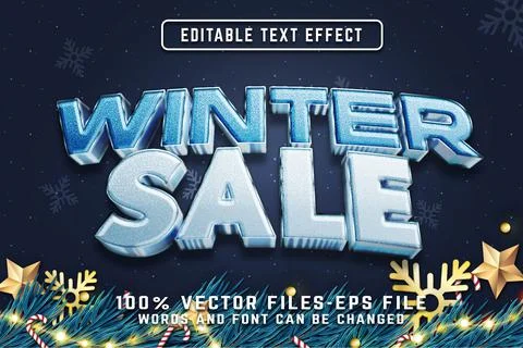 Winter 3d editable Text Effect With Golden Style Premium Vectors Illustrazione stock