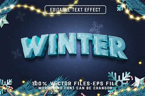Winter 3d editable Text Effect With Golden Style Premium Vectors Illustrazione stock