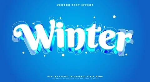 Winter 3D editable text effect template Stock Illustration