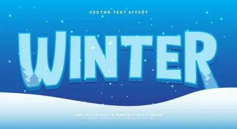 Winter 3d editable text effect template 스톡 일러스트