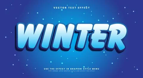 Winter 3d editable text effect Template 스톡 일러스트