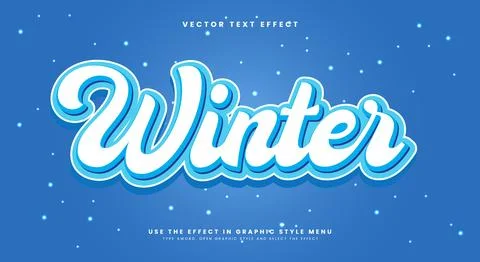 Winter 3d editable text effect template suitable for snow theme 스톡 일러스트