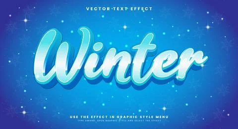 Winter 3D lettering editable text effect template Stock Illustration