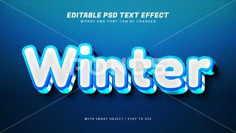Winter 3d text effect PSD Template