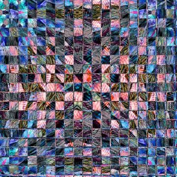 Winter abstract background in blue and coral squares Illustrazione stock