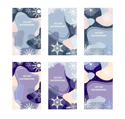 Winter Abstract poster set in modern hipster style.Trendy contemporary art with Stock Illustration