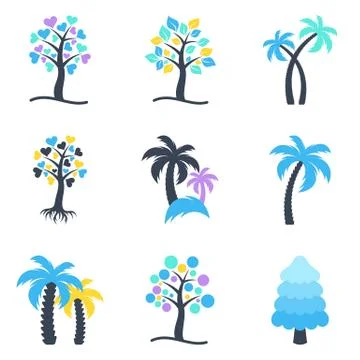 Winter abstract vector tree icons collection イラスト素材