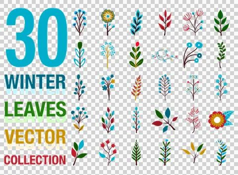 Winter Abstract Whimsy Design Elements. Bright Winter Seasonal Inspiration. Stock Illustration