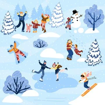 Winter activities Stock Illustration
