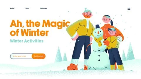 Winter Activities Stock Illustration