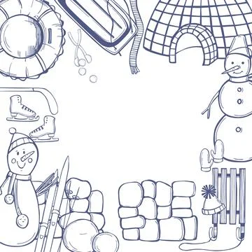 Winter Activities set. Vector background. Stock Illustration