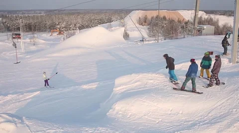 Winter activities in the ski resort Stock Footage 59722095