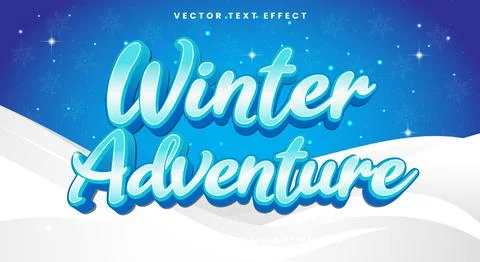 Winter Adventure 3D editable text effect template Stock Illustration