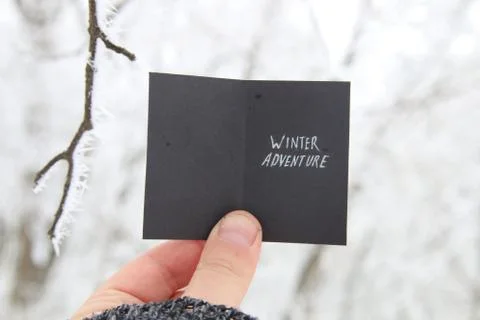 Winter adventure creative concept Stock Photos